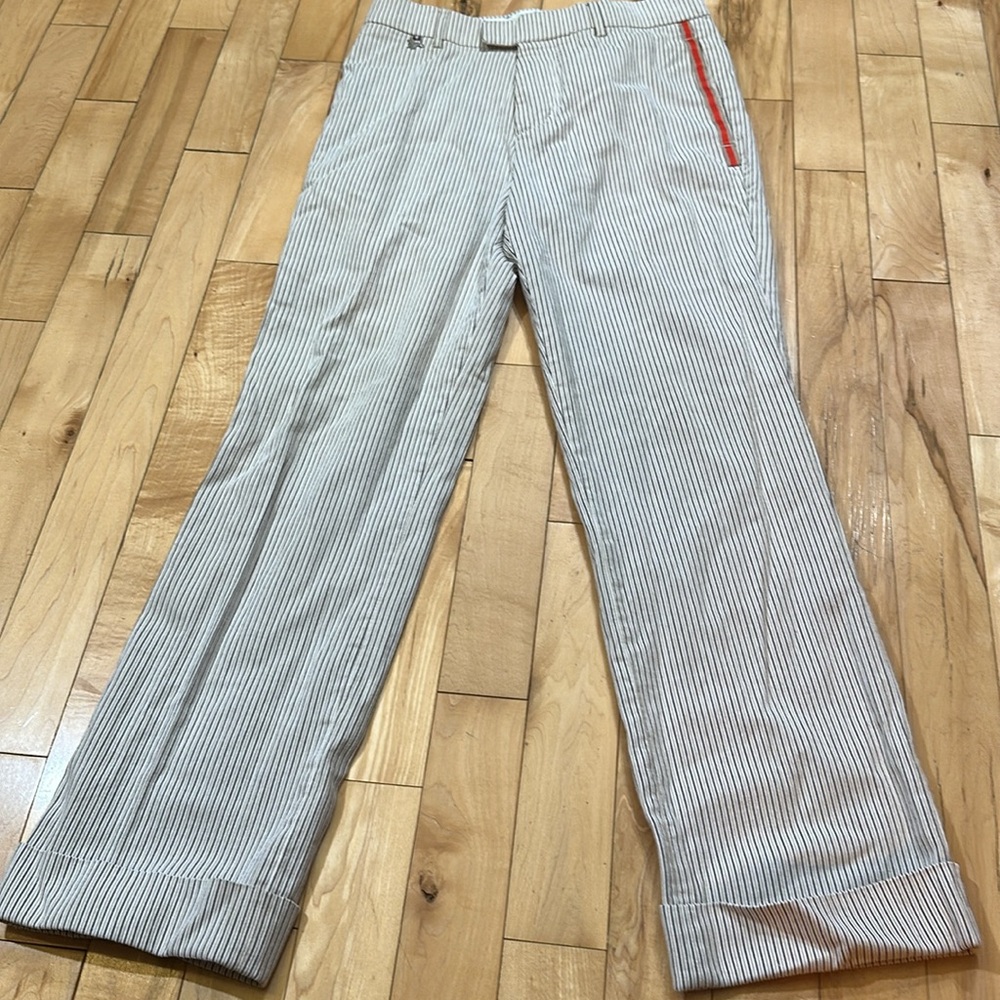 Modern Amusement White, Tan, and Brown Pants